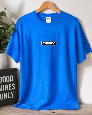 Obey Sky Blue Logo Graphic T-Shirt Men’s XL 100% Cotton Streetwear NWT